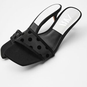 Zara Black Polka Dot kitten Heels, Size 39(8)